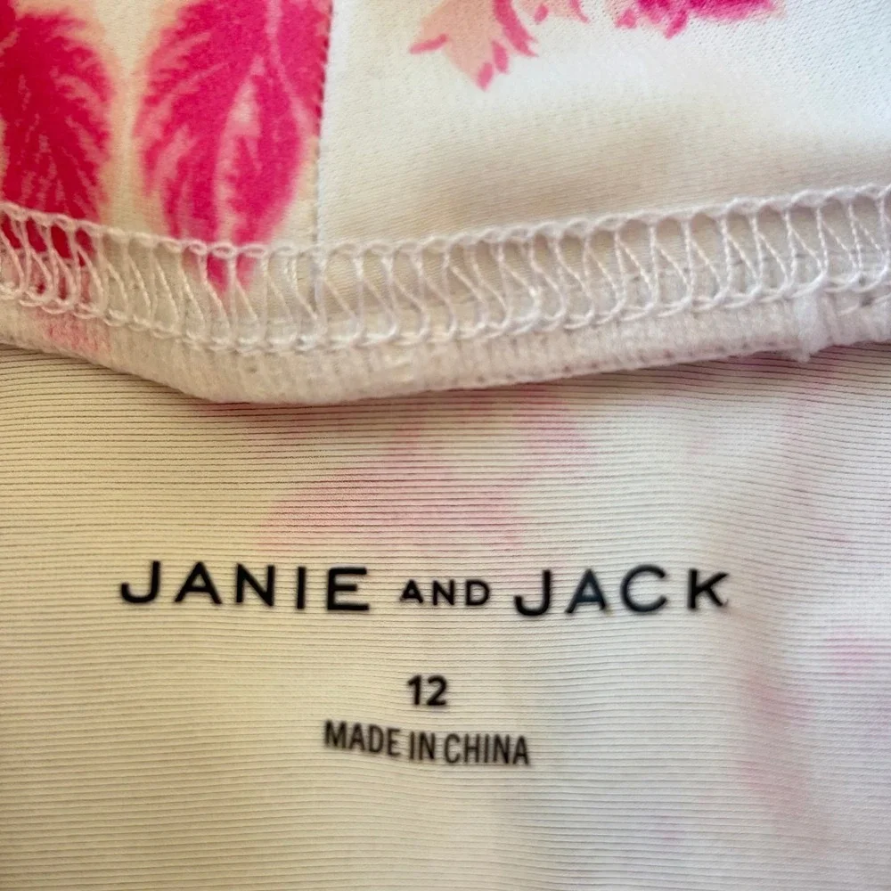 Janie and Jack Girls Pink Floral Rash Guard Swim Top Size 12 Beachy Boho 19854
